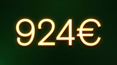 Koyu arkaplanda 924 avroluk altın ışık simgesi fiyat simgesi