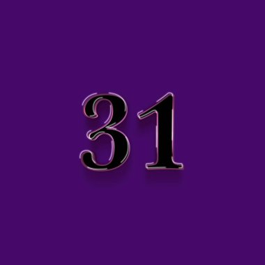 Mor arkaplanda 3d 31 sayısının gösterimi