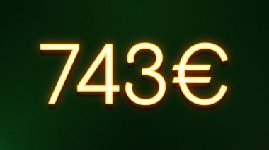 Koyu arkaplanda 743 avroluk altın ışık simgesi fiyat simgesi