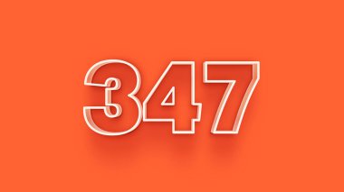 Turuncu arkaplandaki 3d 347 sayısının gösterimi