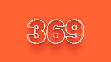 Turuncu arkaplandaki 3d 369 sayısının gösterimi