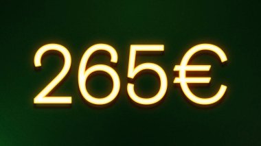 Koyu arkaplanda 265 avroluk altın ışık simgesi fiyat simgesi