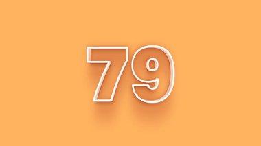 Sarı arkaplandaki 3d 79 sayısının gösterimi