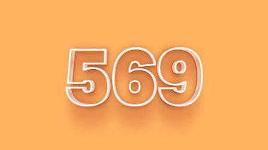 Sarı arkaplandaki 3d 569 sayısının gösterimi