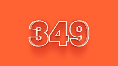Turuncu arkaplandaki 3d 349 sayısının gösterimi
