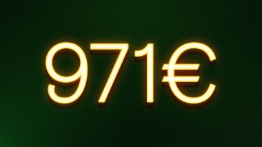 Koyu arkaplanda 971 avroluk altın ışık simgesi