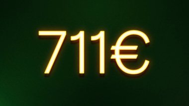 Koyu arkaplanda 711 avroluk altın ışık simgesi fiyat simgesi