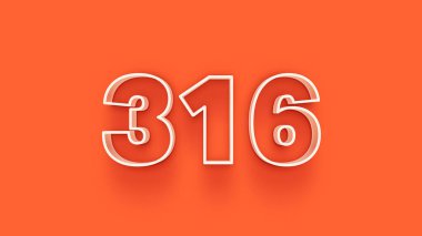 Turuncu arkaplandaki 3d 316 sayısının gösterimi