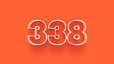Turuncu arkaplandaki 3d 338 sayısının resmi