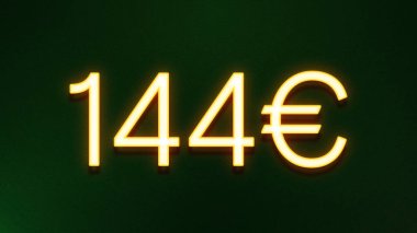 Koyu arkaplanda 144 avroluk altın ışık simgesi fiyat simgesi