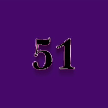 Mor arkaplandaki 3d 51 sayısının gösterimi