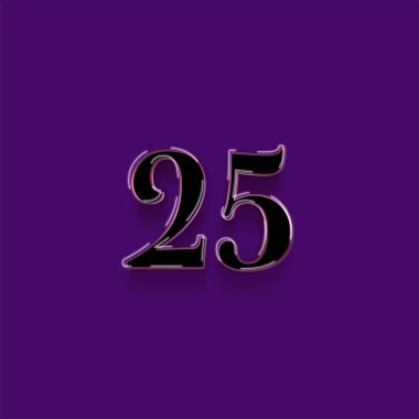 Mor arkaplandaki 3d 25 sayısının gösterimi