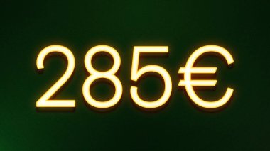 Koyu arkaplanda 285 avroluk altın ışık simgesi
