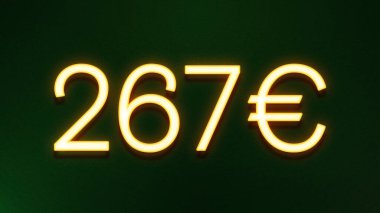Koyu arkaplanda 267 avroluk altın ışık simgesi