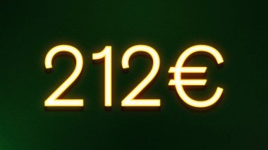 Koyu arkaplanda 212 avroluk altın ışık simgesi fiyat simgesi