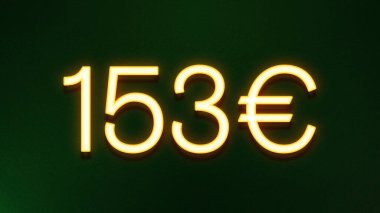 Koyu arkaplanda 153 avroluk altın ışık simgesi fiyat simgesi