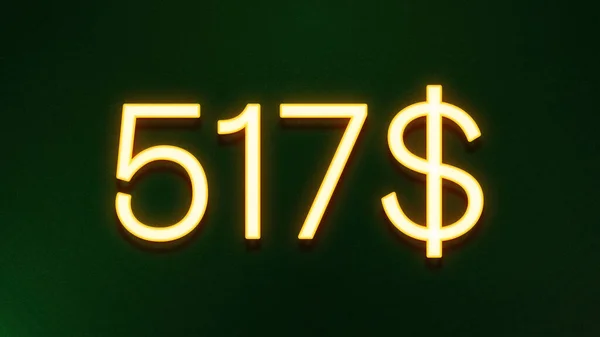 Símbolo Luz Dourada 517 Dólares Ícone Preço Fundo Escuro — Fotografia de Stock