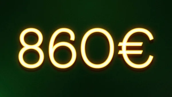 Gouden Lichtsymbool Van 860 Euro Prijskaartje Donkere Achtergrond — Stockfoto