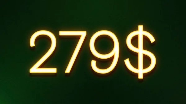 Koyu Arkaplanda 279 Dolarlık Altın Işık Simgesi — Stok fotoğraf
