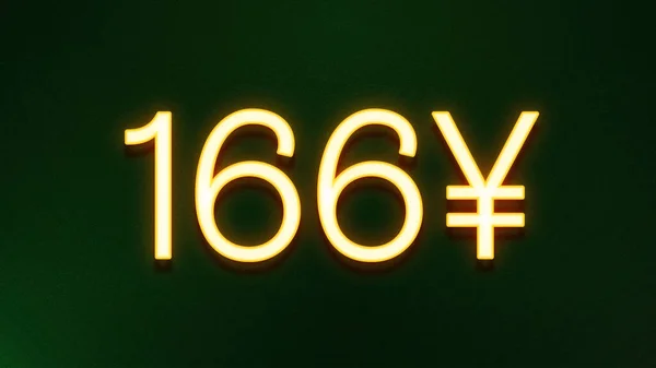 Gyllene Ljus Symbol För 166 Yuans Prisikon Mörk Bakgrund — Stockfoto