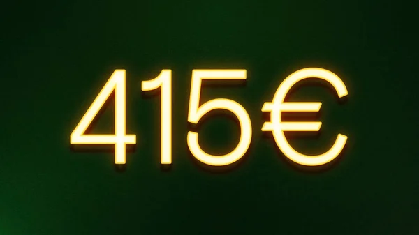 Gouden Lichtsymbool Van 415 Euro Prijskaartje Donkere Achtergrond — Stockfoto
