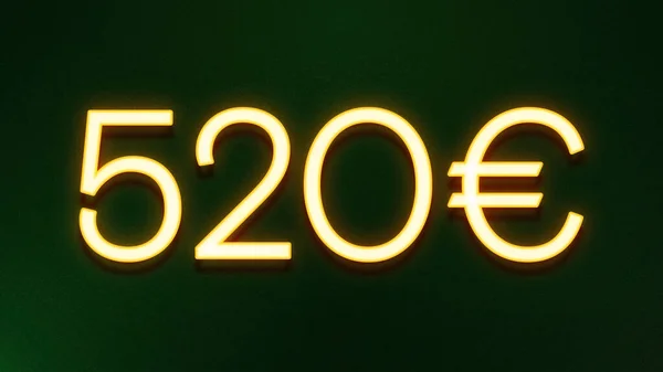 Simbolo Luce Dorata 520 Euro Prezzo Icona Sfondo Scuro — Foto Stock