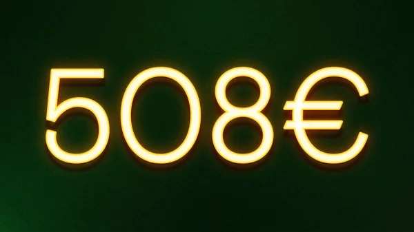 Gouden Lichtsymbool Van 508 Euro Prijskaartje Donkere Achtergrond — Stockfoto