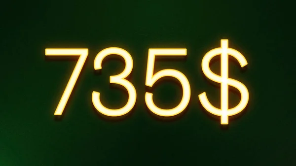 Золотой Светлый Символ Цены 735 Долларов Темном Фоне — стоковое фото