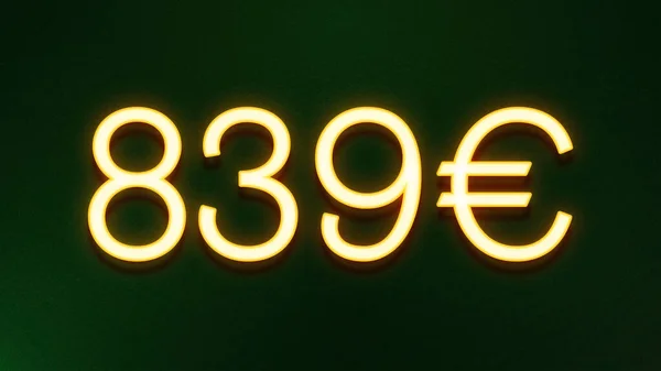 Golden Light Symbol 839 Euros Price Icon Dark Background — Stock Photo, Image