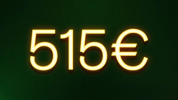 Gouden Lichtsymbool Van 515 Euro Prijskaartje Donkere Achtergrond — Stockfoto
