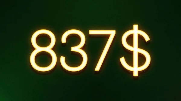 Símbolo Luz Dourada 837 Dólares Ícone Preço Fundo Escuro — Fotografia de Stock