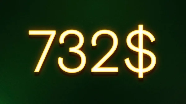 Símbolo Luz Dourada 732 Dólares Ícone Preço Fundo Escuro — Fotografia de Stock