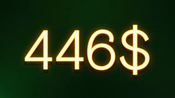 Símbolo Luz Dourada 446 Dólares Ícone Preço Fundo Escuro — Fotografia de Stock