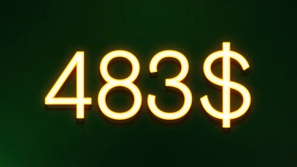Símbolo Luz Dourada 483 Dólares Ícone Preço Fundo Escuro — Fotografia de Stock
