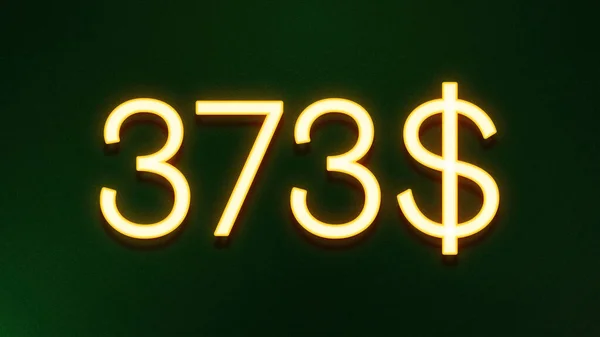 暗い背景に373ドルの価格アイコンの黄金の光のシンボル — ストック写真