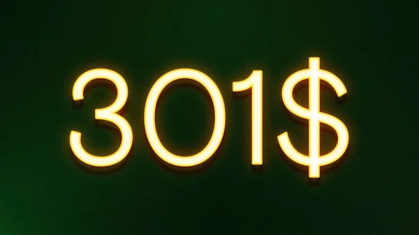 Símbolo Luz Dourada 301 Dólares Ícone Preço Fundo Escuro — Fotografia de Stock