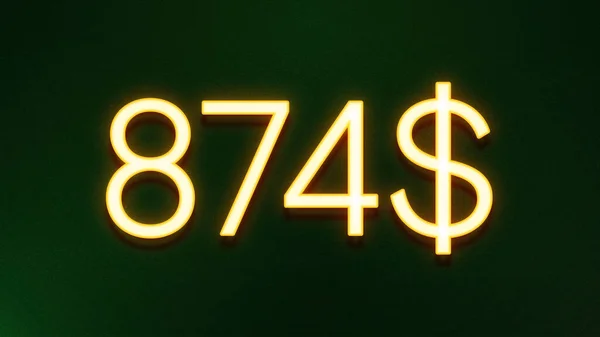 Símbolo Luz Dorada 874 Dólares Icono Precio Sobre Fondo Oscuro —  Fotos de Stock