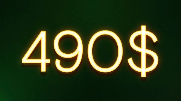 Gyllene Ljus Symbol För 490 Dollar Prisikon Mörk Bakgrund — Stockfoto