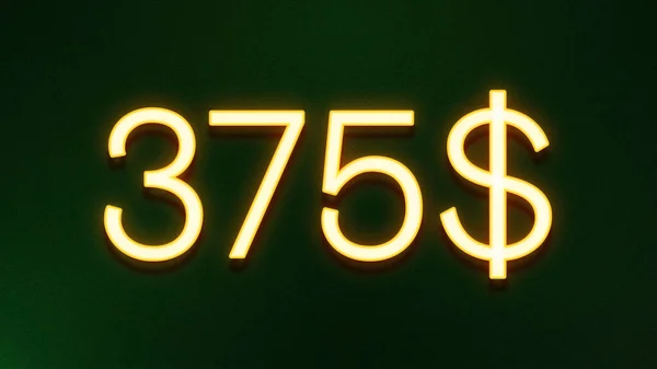 Símbolo Luz Dourada 375 Dólares Ícone Preço Fundo Escuro — Fotografia de Stock