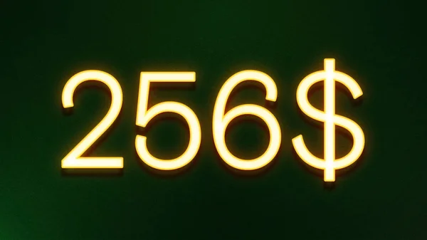 Gyllene Ljus Symbol För 256 Dollar Prisikon Mörk Bakgrund — Stockfoto