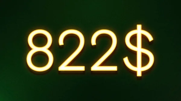 Símbolo Luz Dourada 822 Dólares Ícone Preço Fundo Escuro — Fotografia de Stock