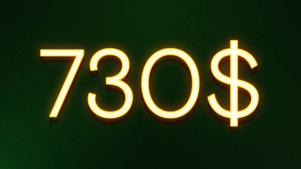 Złote Światło Symbol 730 Dolarów Cena Ikona Ciemnym Tle — Zdjęcie stockowe
