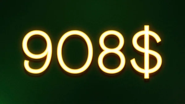 Золотой Светлый Символ Цены 908 Долларов Темном Фоне — стоковое фото
