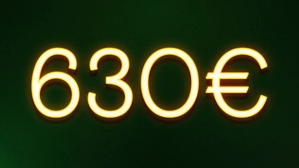 Χρυσό Σύμβολο Φωτός Των 630 Ευρώ Εικονίδιο Τιμή Σκούρο Φόντο — Φωτογραφία Αρχείου