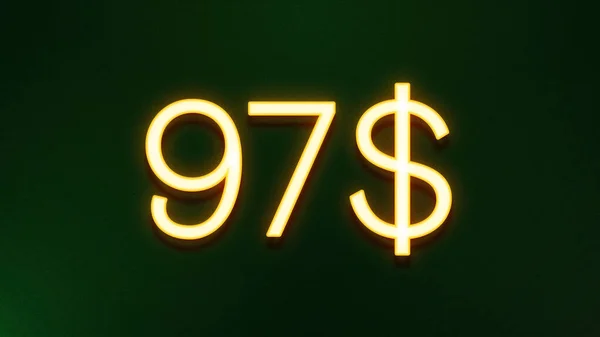 暗い背景に97ドルの価格アイコンの黄金の光のシンボル — ストック写真