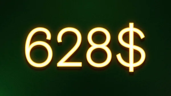 暗い背景に628ドルの価格アイコンの黄金の光のシンボル — ストック写真