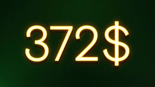 Símbolo Luz Dourada 372 Dólares Ícone Preço Fundo Escuro — Fotografia de Stock