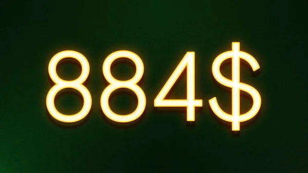 Zlaté Světlo Symbol 884 Dolarů Cena Ikona Tmavém Pozadí — Stock fotografie
