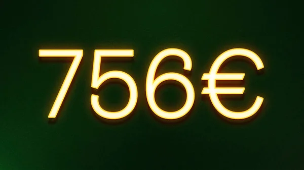 Gyllene Ljus Symbol För 756 Euro Prisikon Mörk Bakgrund — Stockfoto