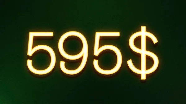Símbolo Luz Dourada 595 Dólares Ícone Preço Fundo Escuro — Fotografia de Stock